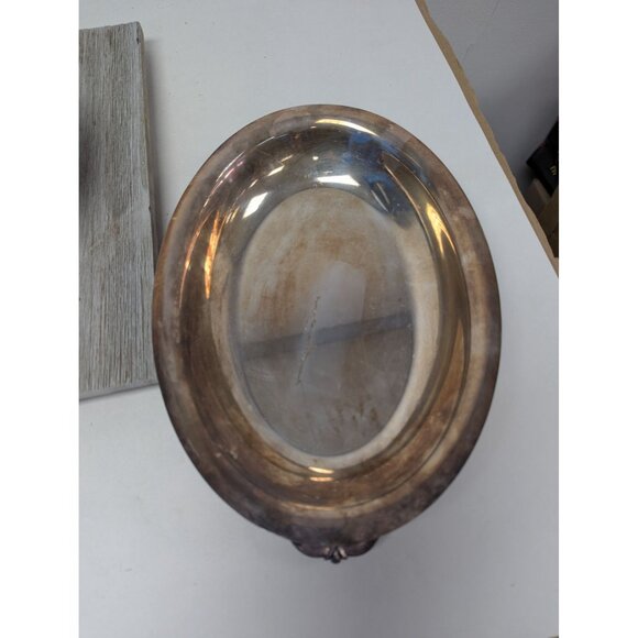 Silver Plated Covered Oval Serving Dish by Wm Rogers Sons Victorian Rose Pattern - Picture 6 of 9